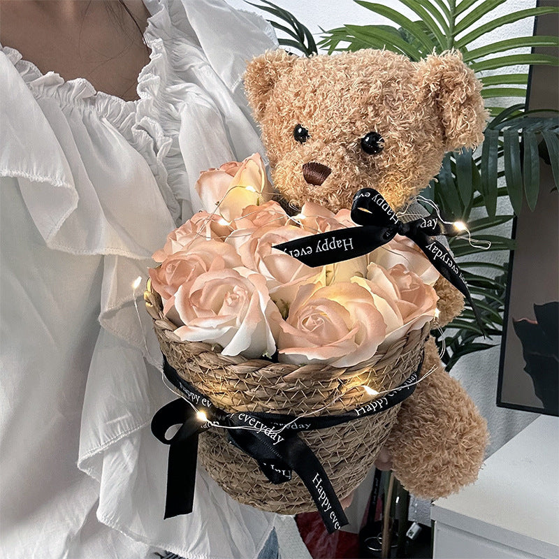 Mother's Day Internet Celebrity Doll Teddy Bear Rose Basket