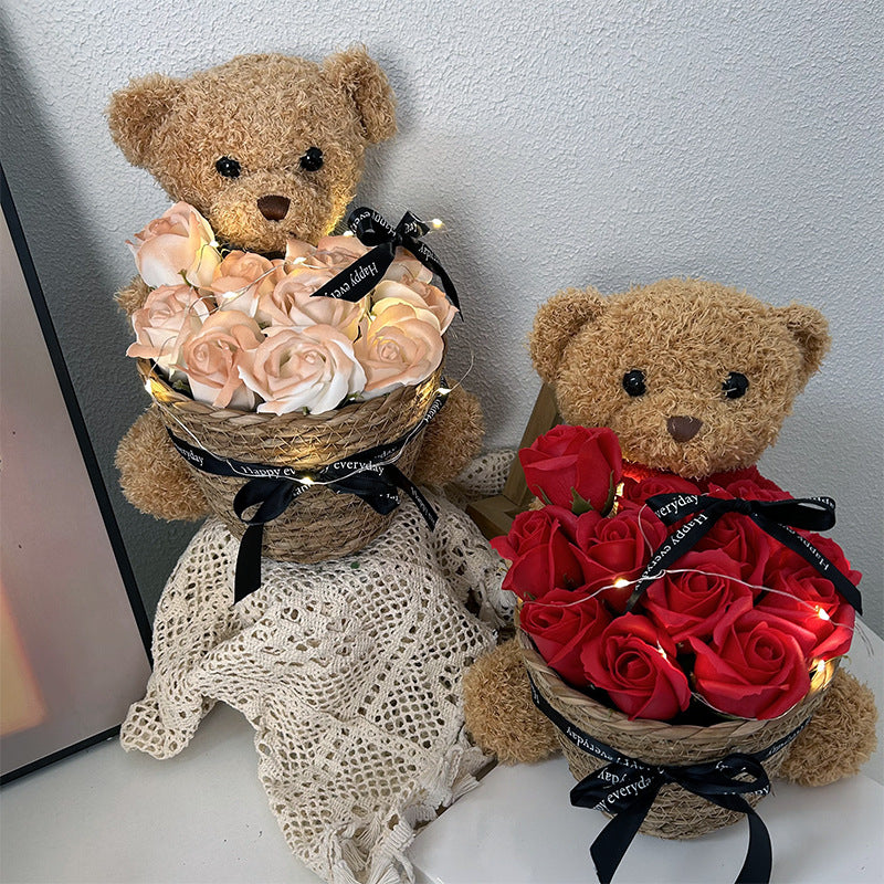 Mother's Day Internet Celebrity Doll Teddy Bear Rose Basket
